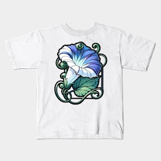 Art Nouveau Morning Glory September Birth Month Flower Kids T-Shirt